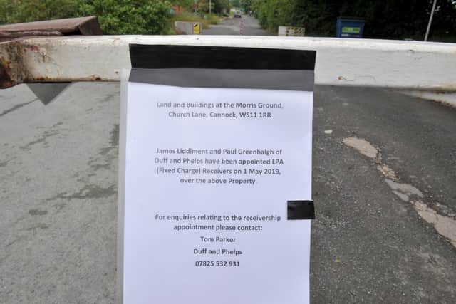 Chase Park, the home of Cannock Cricket & Hockey Club, was locked up in June after receivers were called