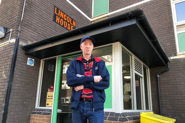 Stephen Wardley outside Lincoln House in Heath Town, Wolverhampton