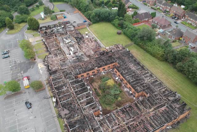 The aftermath of the Holiday Inn fire next to the M6