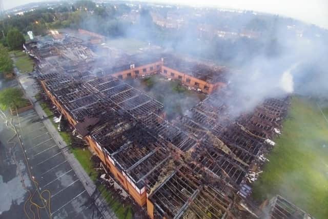 Views from the hydraulic platform show the scale of the damage. Photo: @WalsallFire