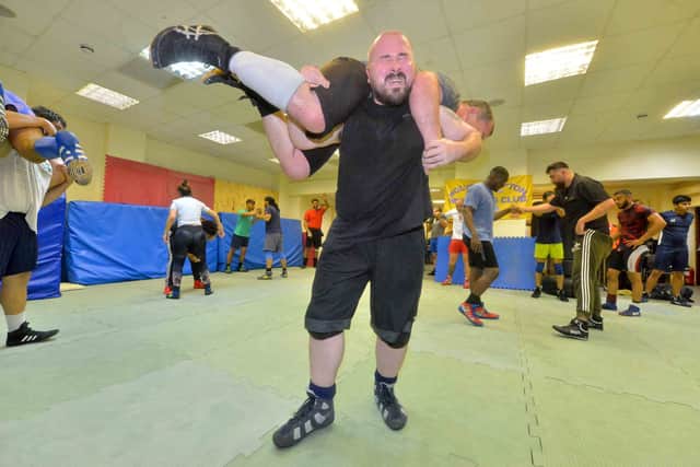Express and Star Community Reporter James Vukmirovic is put through his paces during warn up