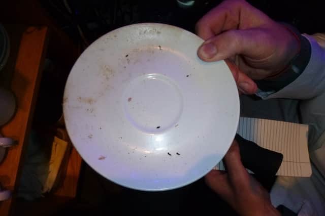 Droppings were found on a plate in the bar