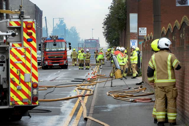 Dozens of firefighters were called to the scene in Rolfe Street