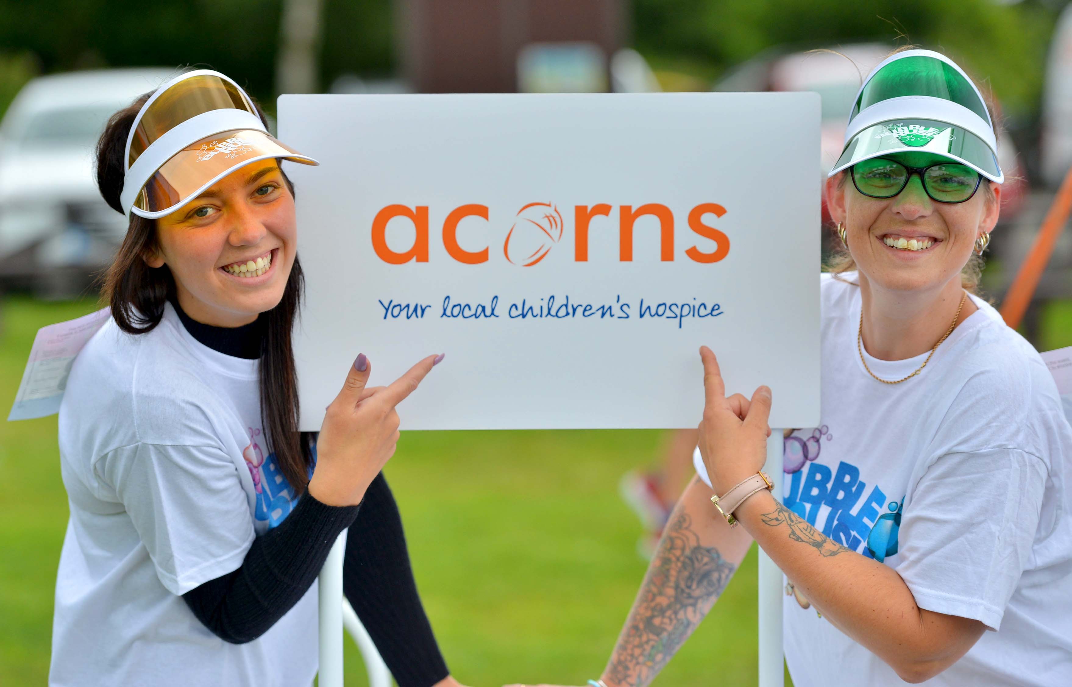 Roney Truslove and Eve Creswell at the Bubble Rush 5k run at Cofton Park in Birmingham