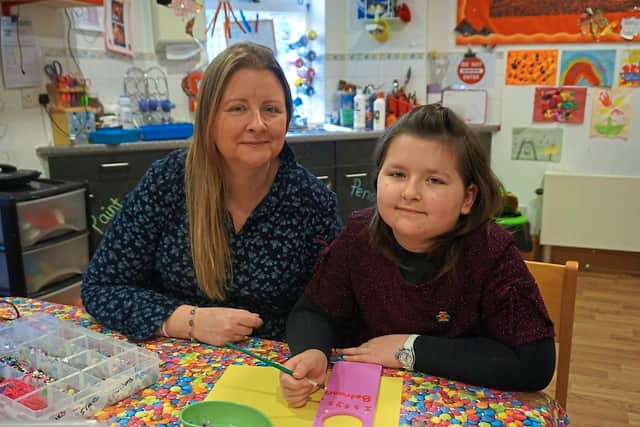 Isabella Lyttle with her mother Jennie at Acorns