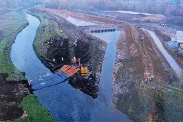 Andy Purcell, RSPB volunteer, took this aerial shot of the site showing the diverted river