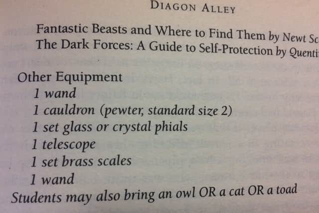 Page 53 lists '1 wand' twice, one of the typographical errors in all first edition hardbacks