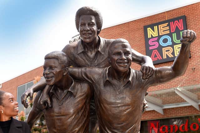 The Celebration Statue which was unveiled in West Bromwich today