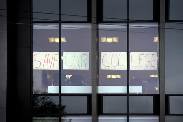 This sign was put up in the windows of Stourbridge College