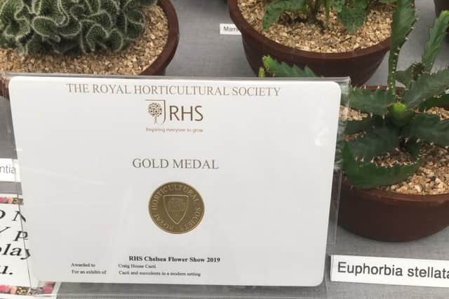 Craig House Cacti shared a photo on their Twitter page of their gold medal from Chelsea Flower Show