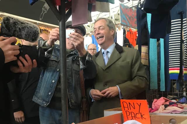 Nigel Farage met shoppers and market traders in Birmingham