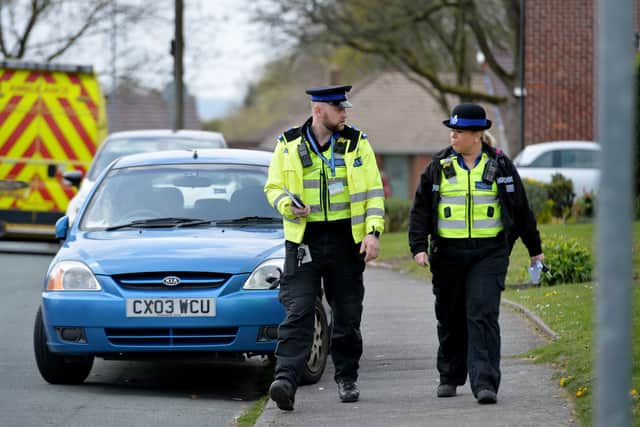 Police officers made patrols of the area yesterday