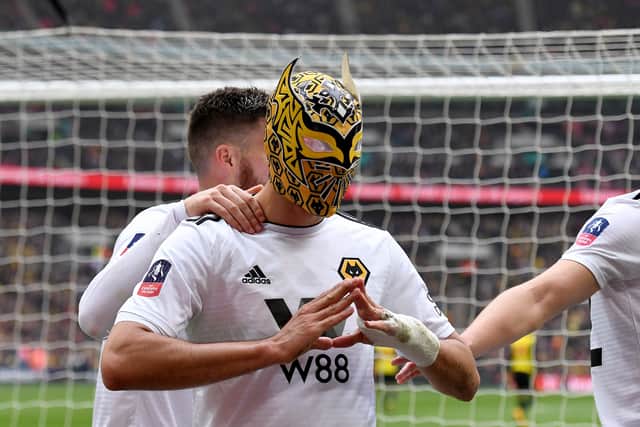 Raul Jimenez of Wolverhampton Wanderers scores a goal to make it 0-2. (AMA)