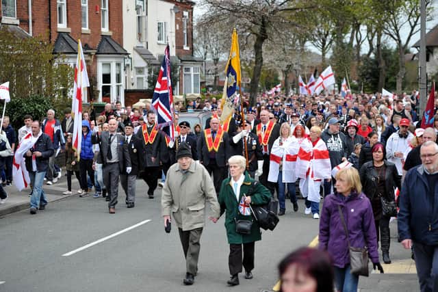 The Stone Cross St George's Day parade, taken in 2016