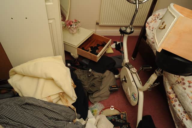 A ransacked bedroom