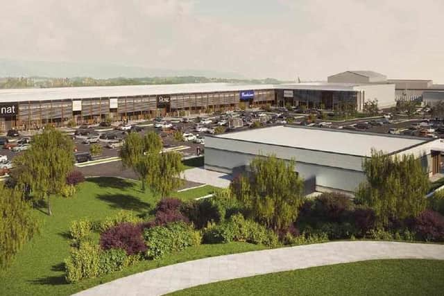 An image from above of the retail park 