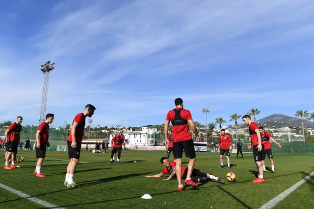 The Wolves players taking part in a drill (Credit: Wolves)