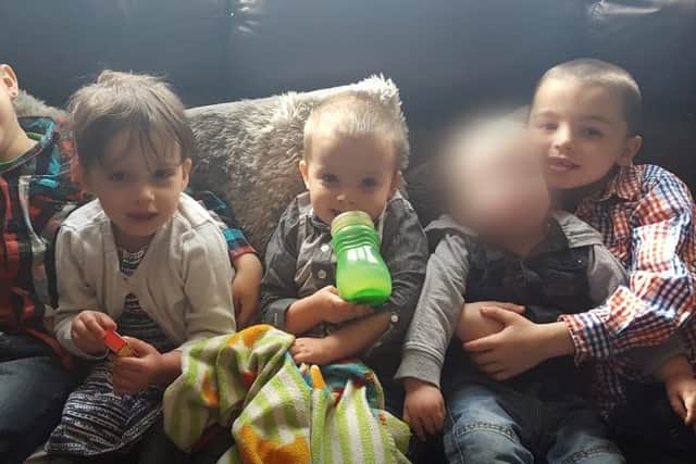 Keegan Unitt, 6, Tilly Unitt, 4, Olly Unitt, 3, and their older brother Riley Holt, 8
