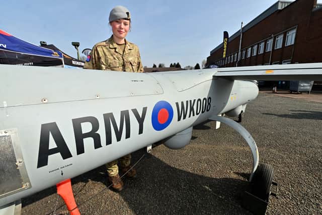 Fallings Park, Wolverhampton and Royal Artillery open day event.   Pictured with a drone is: Lance Bombadier: Keira Baxter from Solihull.