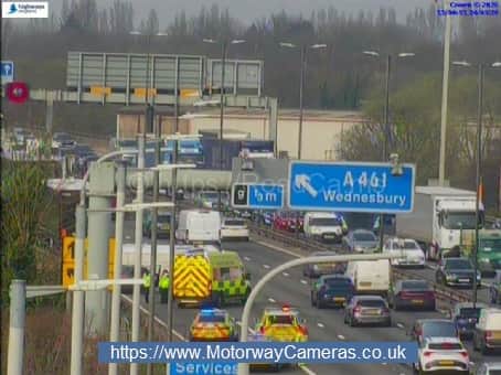 CCTV motorway traffic camera of the M6 Northbound Motorway - J9, Wednesbury