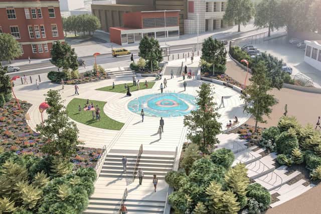 The public square plans were revealed for the hippodrome site