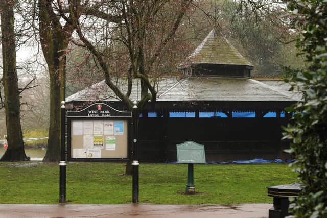 Police tape around the 'black house' which was a well-known hang out in West Park