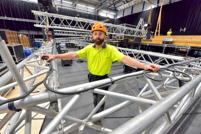 Craig Johnson from Hull was among the team getting the stage ready