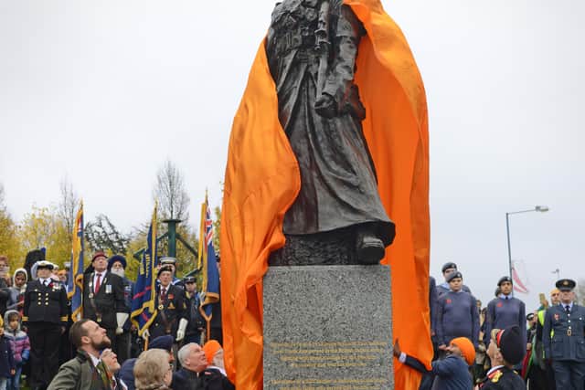 The unveiling of the Lions of the Great War statue