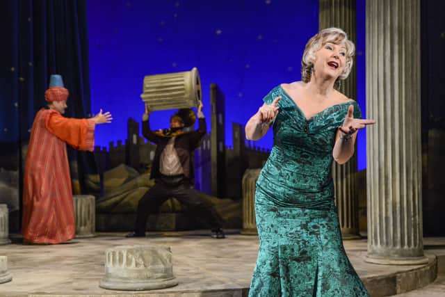Lesley Garrett as Mrs Leonora Fflyte with Hugh Dennis and John Marquez. Photo by: Robert Day