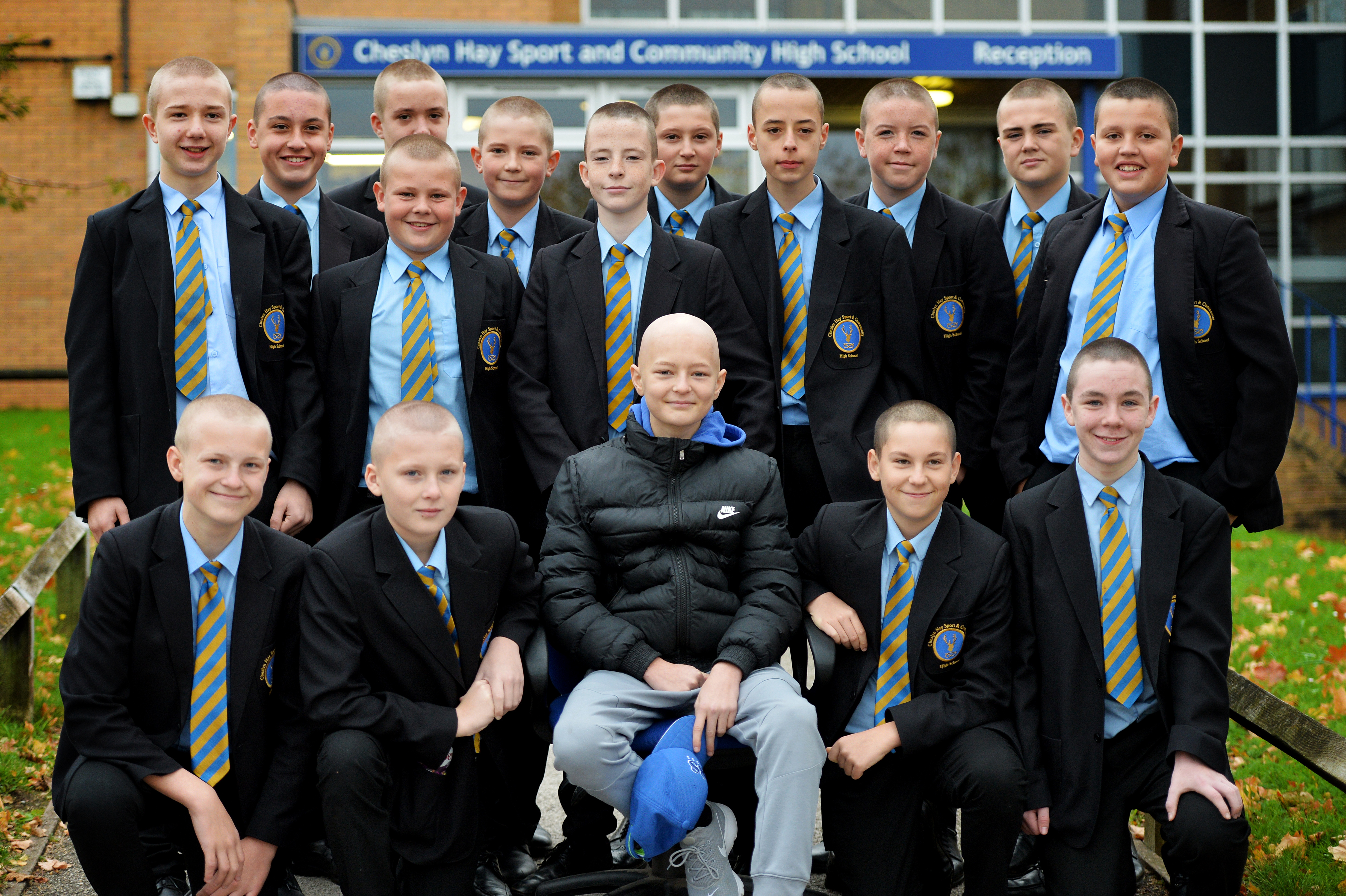 Lucas Tibbs with his school friends