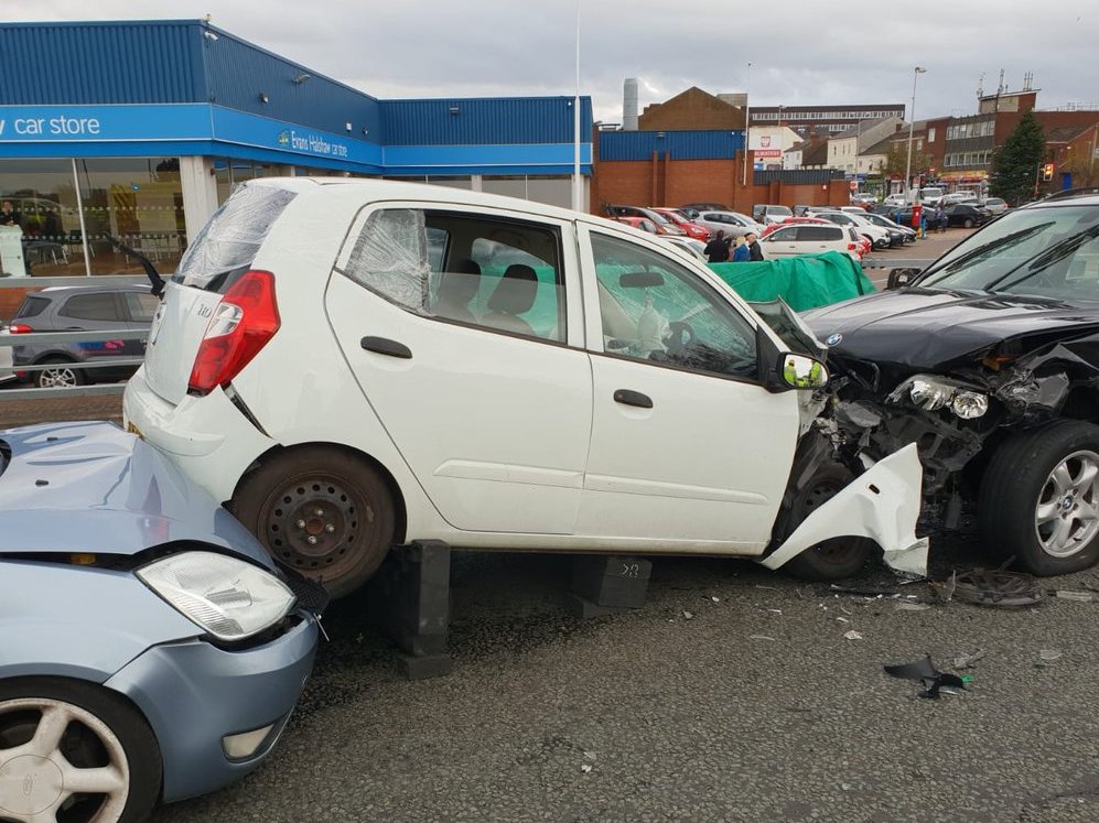 Driver arrested after police chase ends in three-car crash