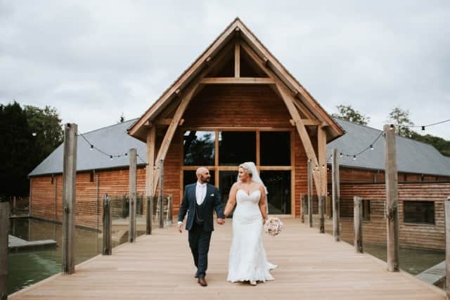 Adam Webster and Cally Webster on their wedding day