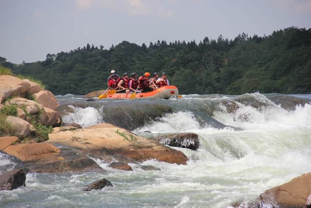 Samuel Leeds rafting with the group before his accident
