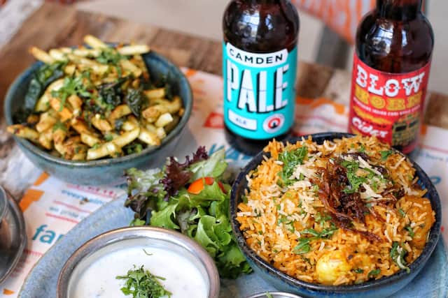 Any time of day – tuck into a chicken biryani with a side order of Tamatanga chips and a couple of beers