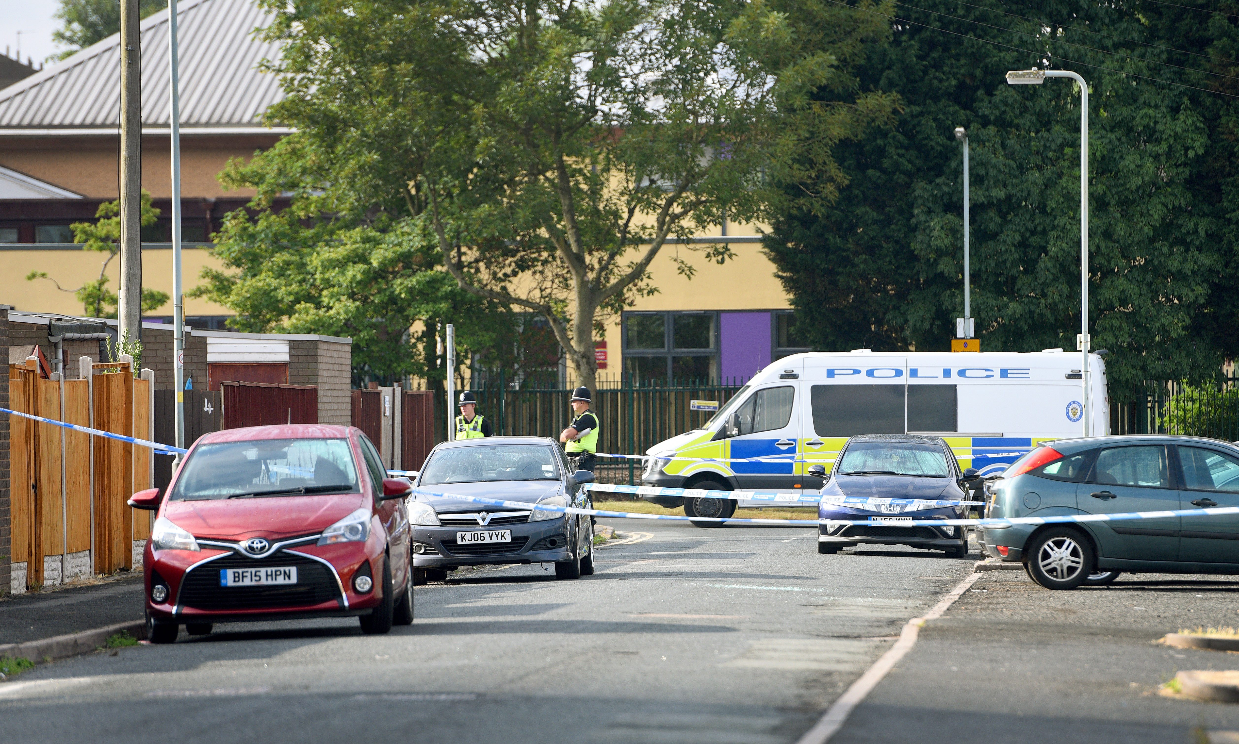 The scene in Valley Road on Saturday morning