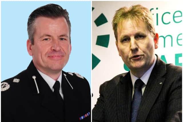 Staffordshire Police Deputy Chief Constable Nick Baker and right, Staffordshire Police and Crime Commissioner Matthew Ellis