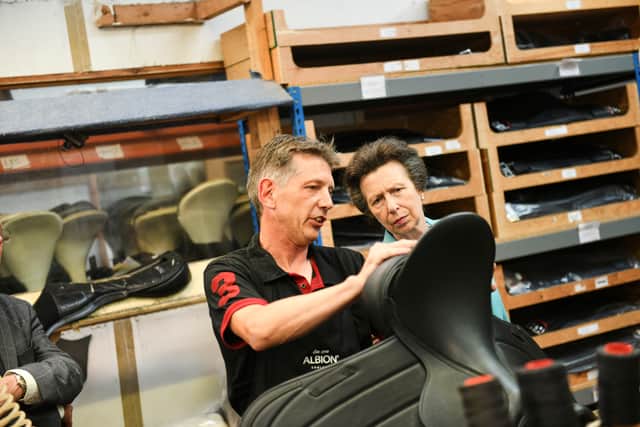 Albion England Saddler, Nick Aldridge shares his craft with Princess Anne