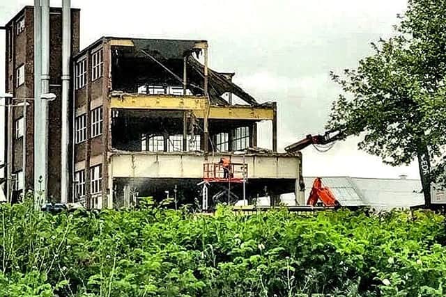 The remaining factory buildings are pulled down. Picture: Wayne Devaney
