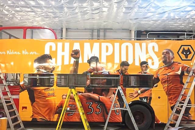 Wolves' head of marketing Russell Jones posted this photo of the open-top bus artwork
