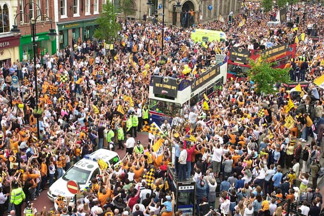 The city was packed for Wolves' bus parade in 2003