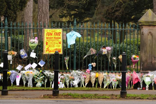 Flowers line the railings at West Park, which has reopened a week after teenage schoolgirl Viktorija Sokolova died. People using the park spoke of their sadness.