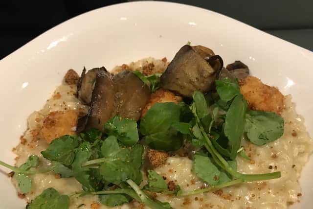 Veg out – risotto with aubergines and halloumi