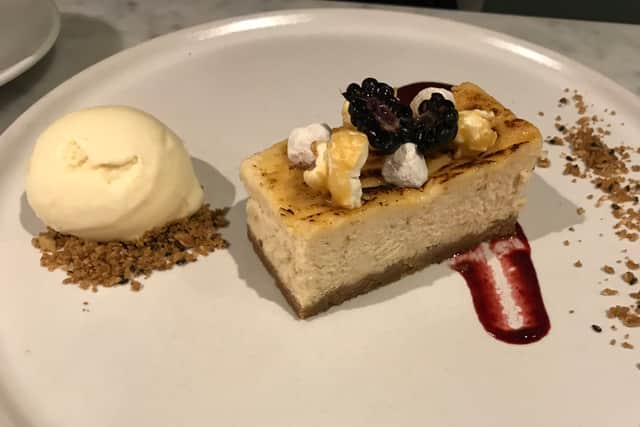 Say cheesecake – the peanut butter cheesecake with popcorn and blackberries was the perfect end to a delicious lunch