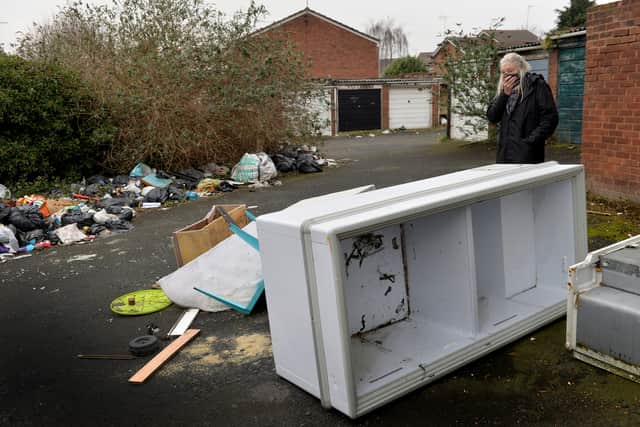 Resident Jeanette Barnfield with the rubbish off Stirrup Close