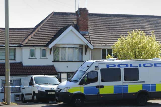 The scene outside the Highgate Road, Brierley Hill hostel after discovery of the body