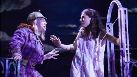 Aunt Alberta (Timothy Speyer) and Stella (Georgina Leonidas). Picture New Alexandra Theatre