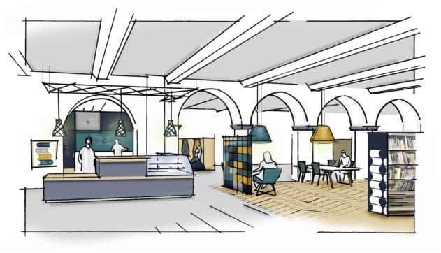 An artists impression of the new ground floor entrance at Walsall's Central Library