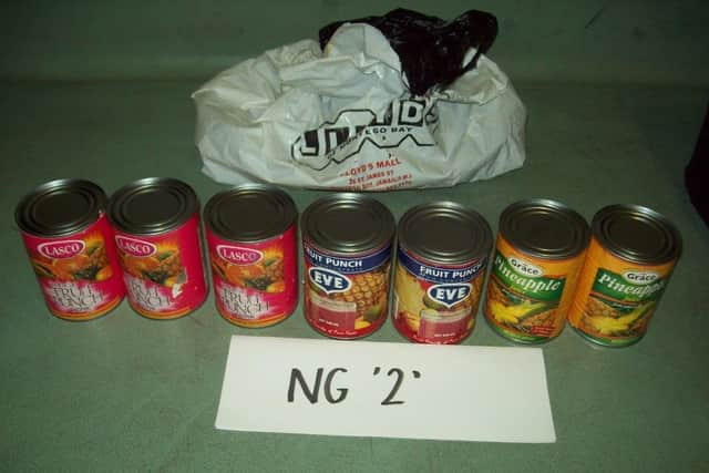 The tins of fruit punch discovered in 2012