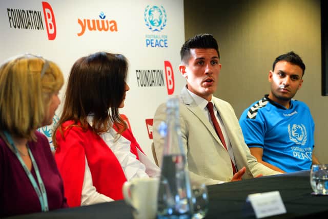 Danny Batth speaks at the official launch of DB Foundation