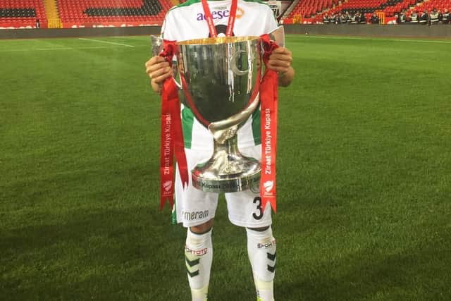 Douglas won the Turkish Cup with Konyaspor in June (pic from @barrydouglas03 Twitter)